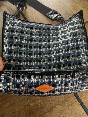 MZ Wallace Black & Silver Woven Shoulder Bag
